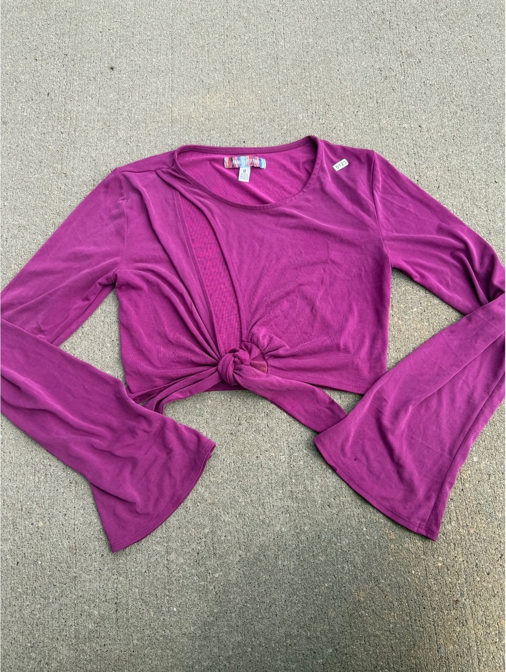 Urban Outfitters Purple Long Sleeve Knot Front Crop Top Medium